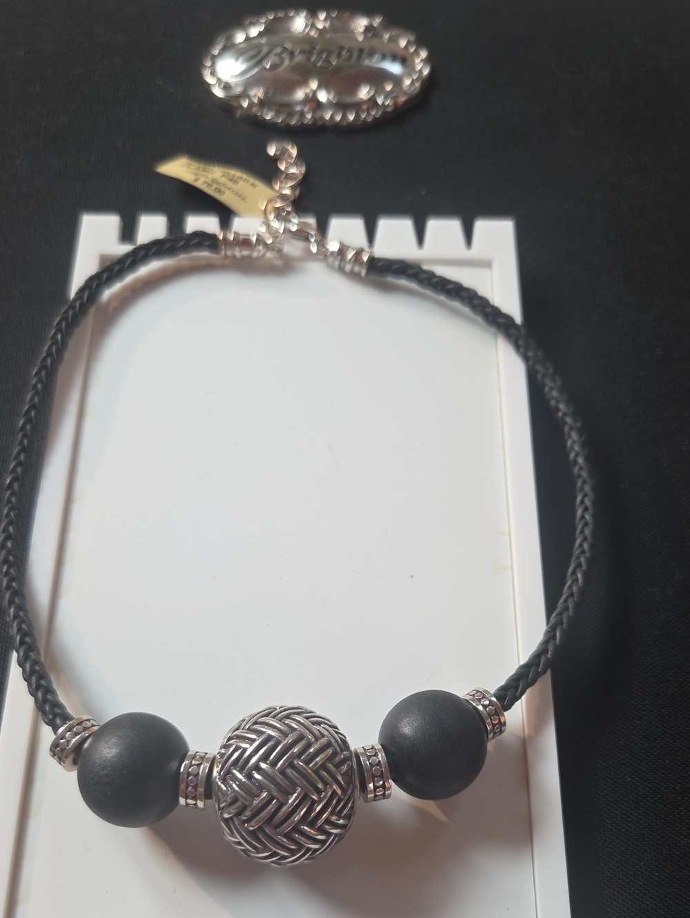 Brighton Braided Black Bead Necklace with Silver Accent